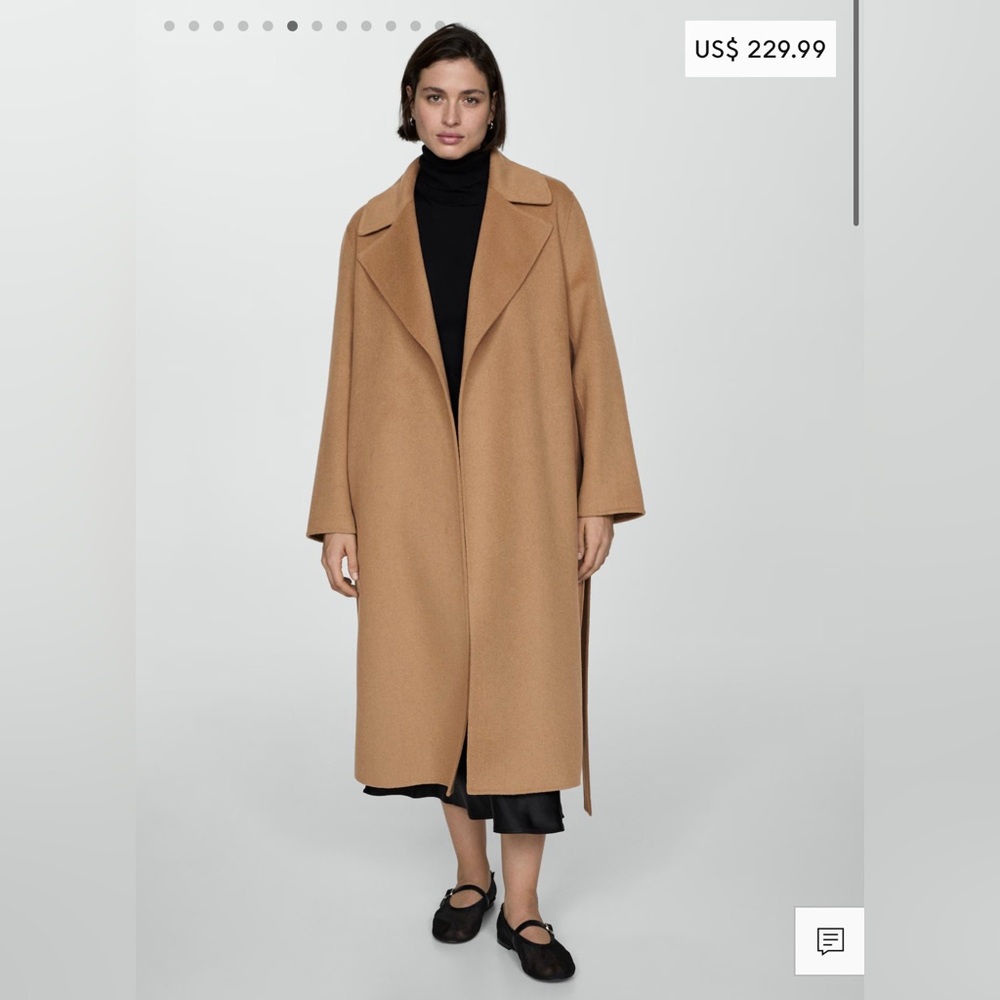 MANGO Classic Camel, Wool Belt Coat, Size Small 🧥 - Picture 2 of 13